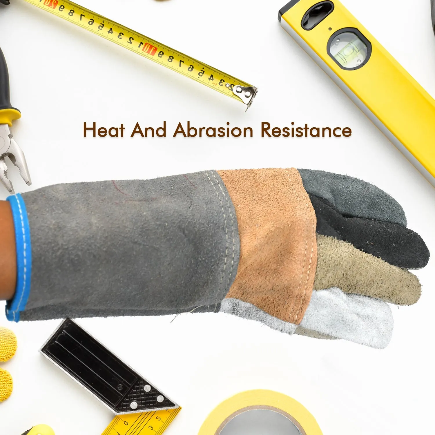 0716A Industrial Heavy Duty Welding Leather Glove With Inner Lining, Heat And Abrasion Resistance Glove