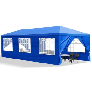 10x30FT Blue Party Tent Outdoor Canopy Tent Heavy Duty Wedding Tent Waterproof Patio Gazebo Tents for Parties with 8 Removable Sidewalls Perfect for Holiday Birthday Graduation BBQ