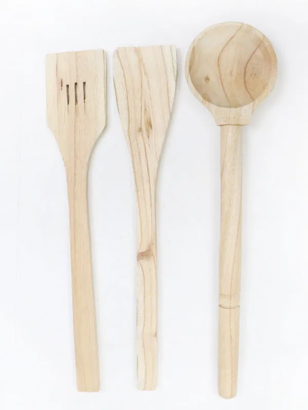 3 Pcs Kitchen Utensils Wood Cooking Spoons