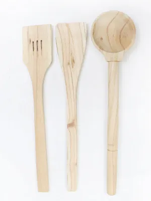 3 Pcs Kitchen Utensils Wood Cooking Spoons