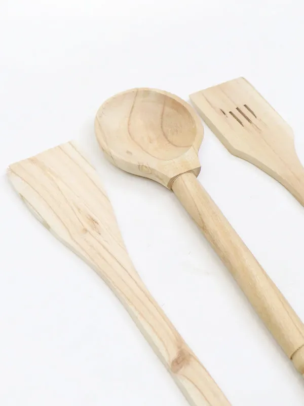 3 Pcs Kitchen Utensils Wood Cooking Spoons