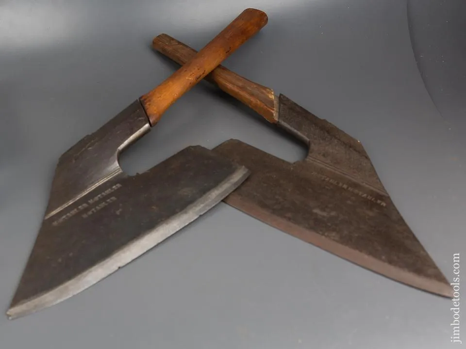 An UNPRECEDENTED Pair of Right and Left Hand Pennsylvania Goose Wing Axes by H. STAHLER! - 84499U - AS OF JAN. 10