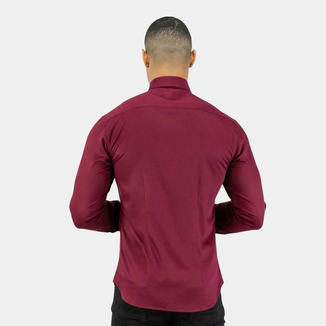 Bamboo Satin Stretch Shirt - Burgundy