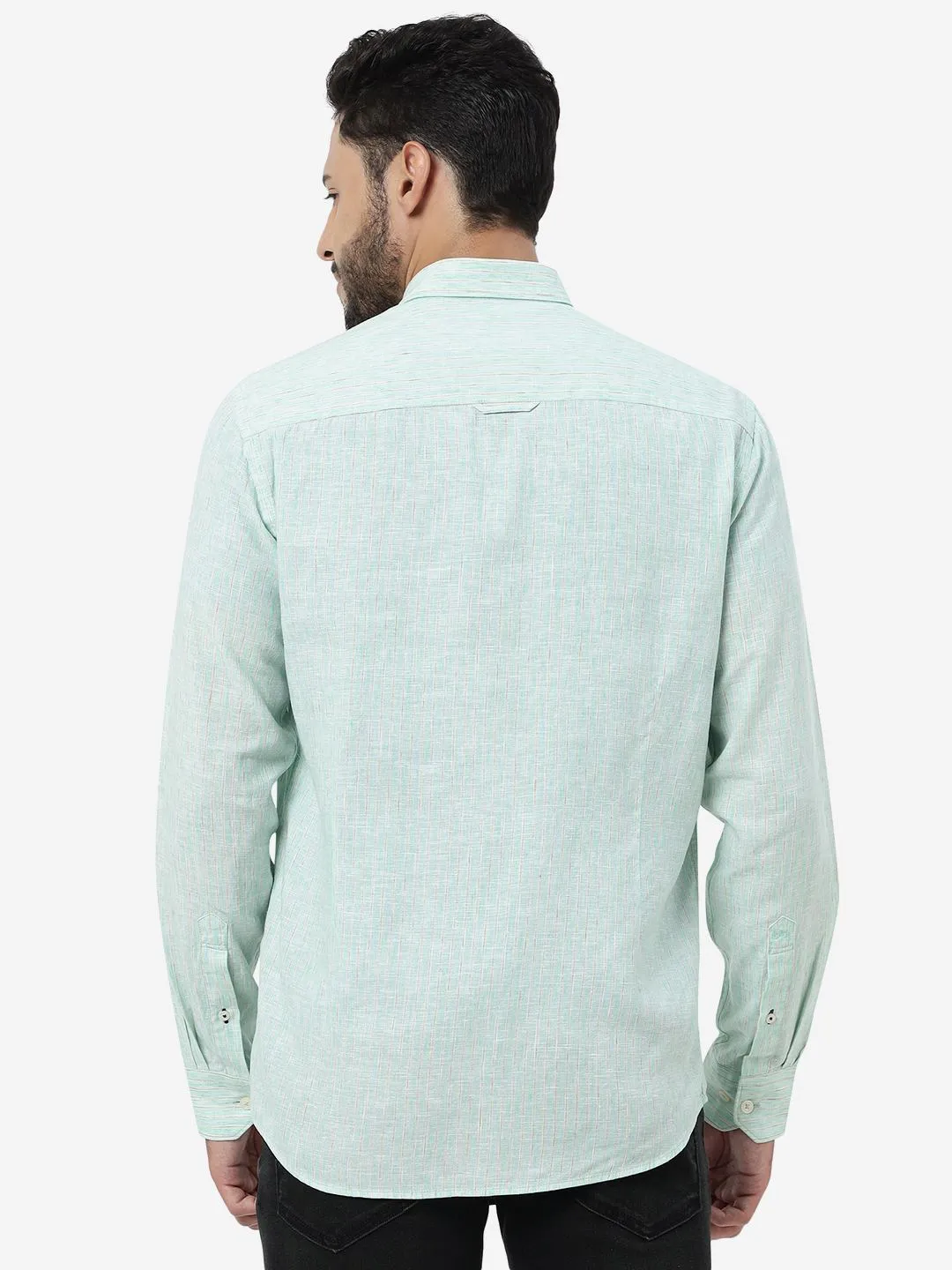 Brook Green Striped Slim Fit Semi Casual Shirt | JadeBlue