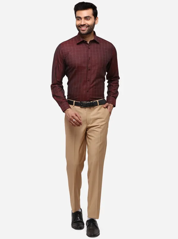 Brown Checked Regular Fit Formal Shirt | Greenfibre