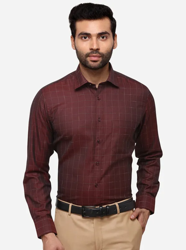 Brown Checked Regular Fit Formal Shirt | Greenfibre