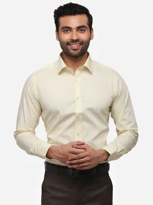 Cream Solid Slim Fit Formal Shirt | Greenfibre