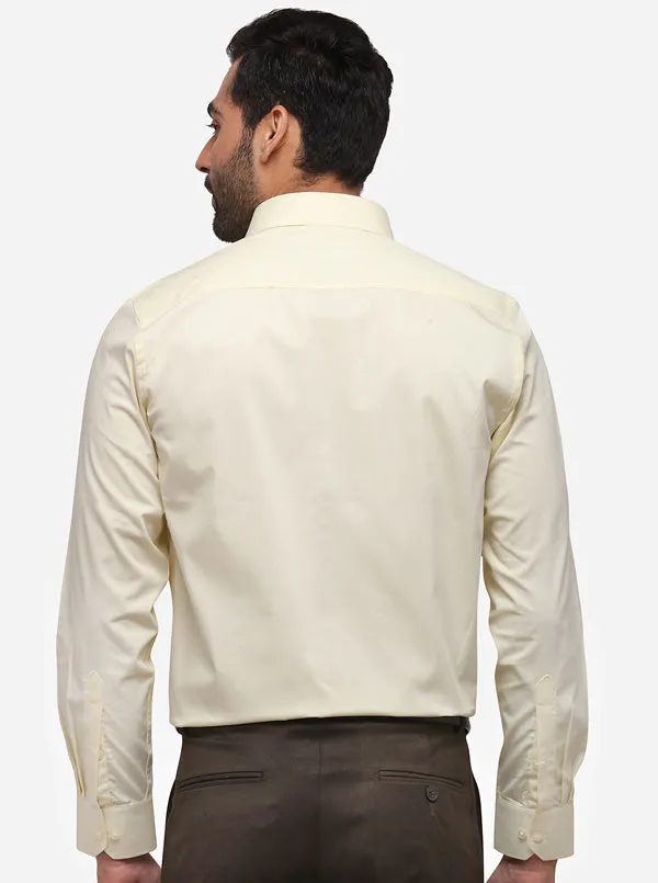 Cream Solid Slim Fit Formal Shirt | Greenfibre