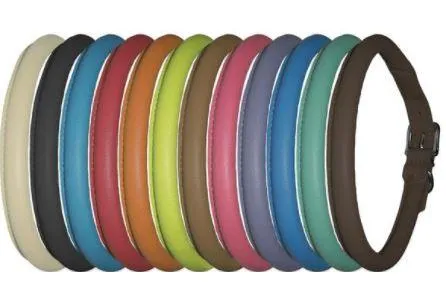 Dogline Soft Leather Rolled Round Dog Collar