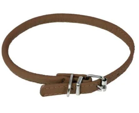 Dogline Soft Leather Rolled Round Dog Collar