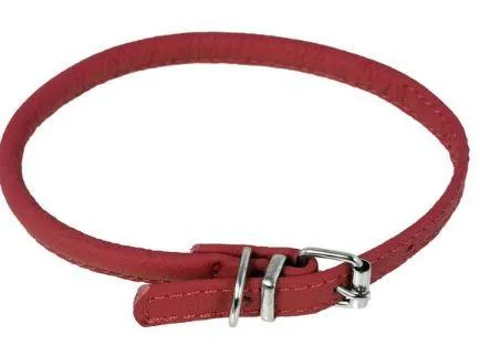 Dogline Soft Leather Rolled Round Dog Collar