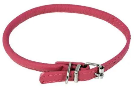 Dogline Soft Leather Rolled Round Dog Collar