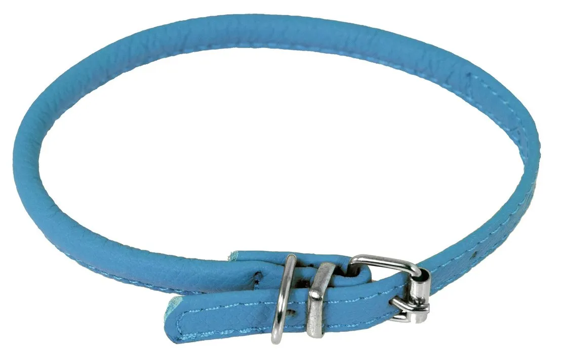 Dogline Soft Leather Rolled Round Dog Collar