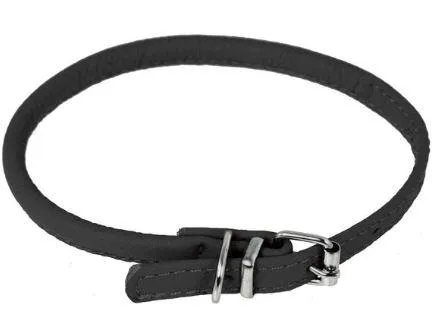 Dogline Soft Leather Rolled Round Dog Collar