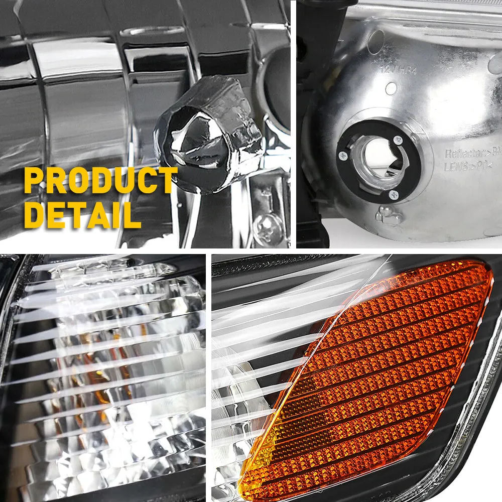 Headlight Assembly for 2000-2001 Toyota Camry Chrome Housing Amber Corner