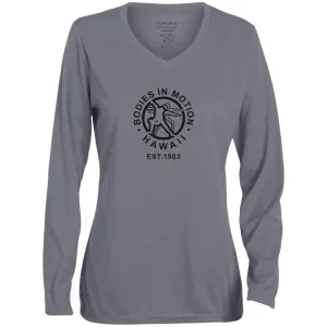 Ladies' Moisture-Wicking Long Sleeve V-Neck Tee