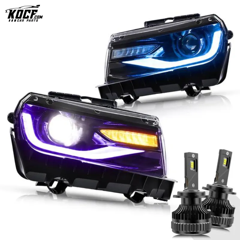 LED Dual Beam RGB Headlights For Chevrolet Camaro 2014 2015 Headlamps Assembly