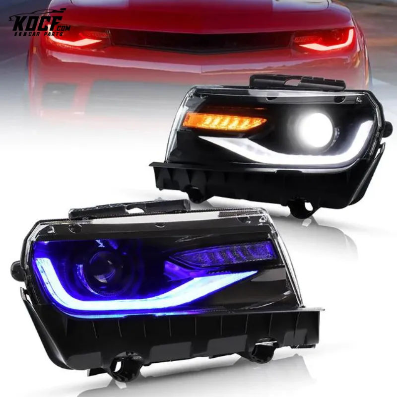 LED Dual Beam RGB Headlights For Chevrolet Camaro 2014 2015 Headlamps Assembly