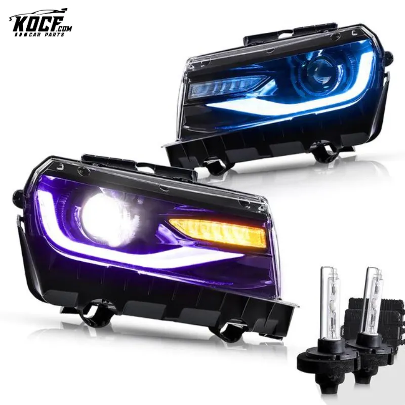 LED Dual Beam RGB Headlights For Chevrolet Camaro 2014 2015 Headlamps Assembly