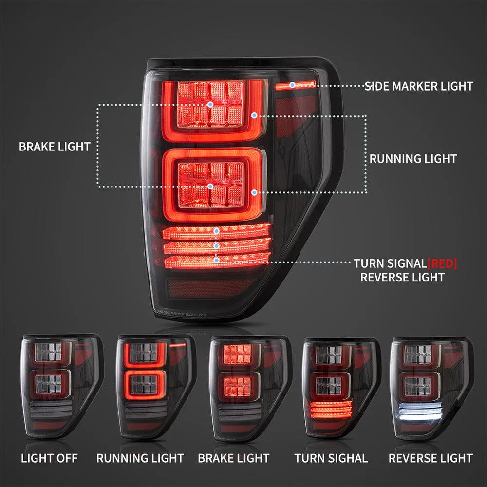 LED Tail Lights Assembly With Sequential Turn Signal For 2009-2014 Ford F150 12th Gen (P415)