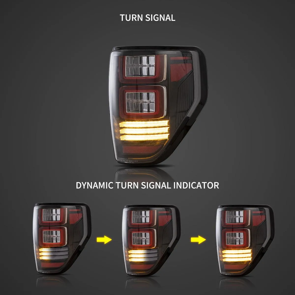 LED Tail Lights Assembly With Sequential Turn Signal For 2009-2014 Ford F150 12th Gen (P415)