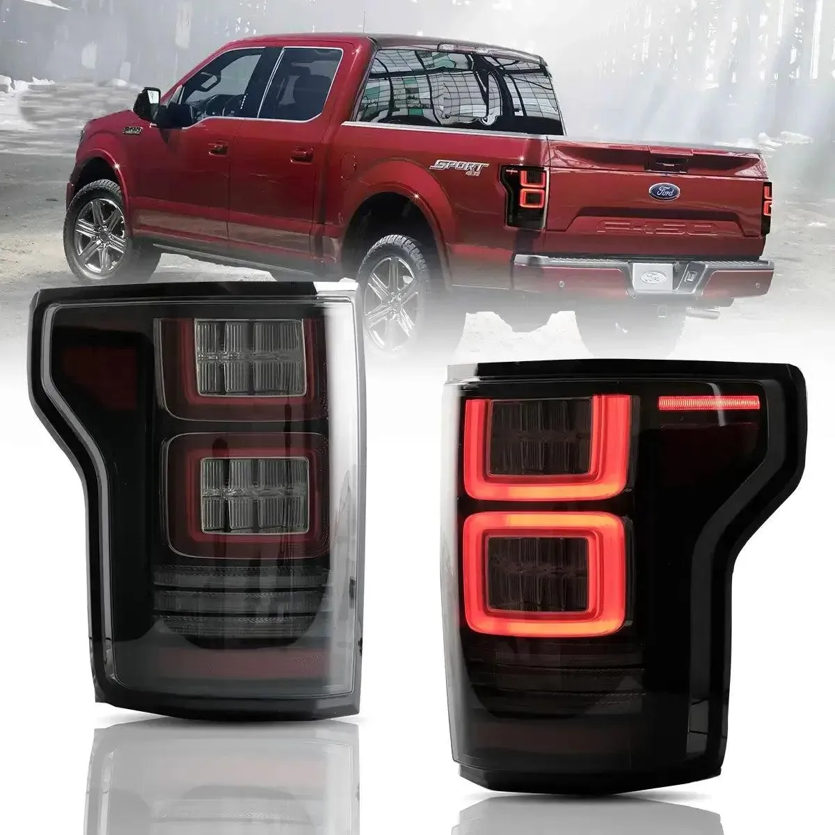 LED Tail Lights Assembly With Sequential Turn Signal For 2015-2020 Ford F150 13th Gen (P552)