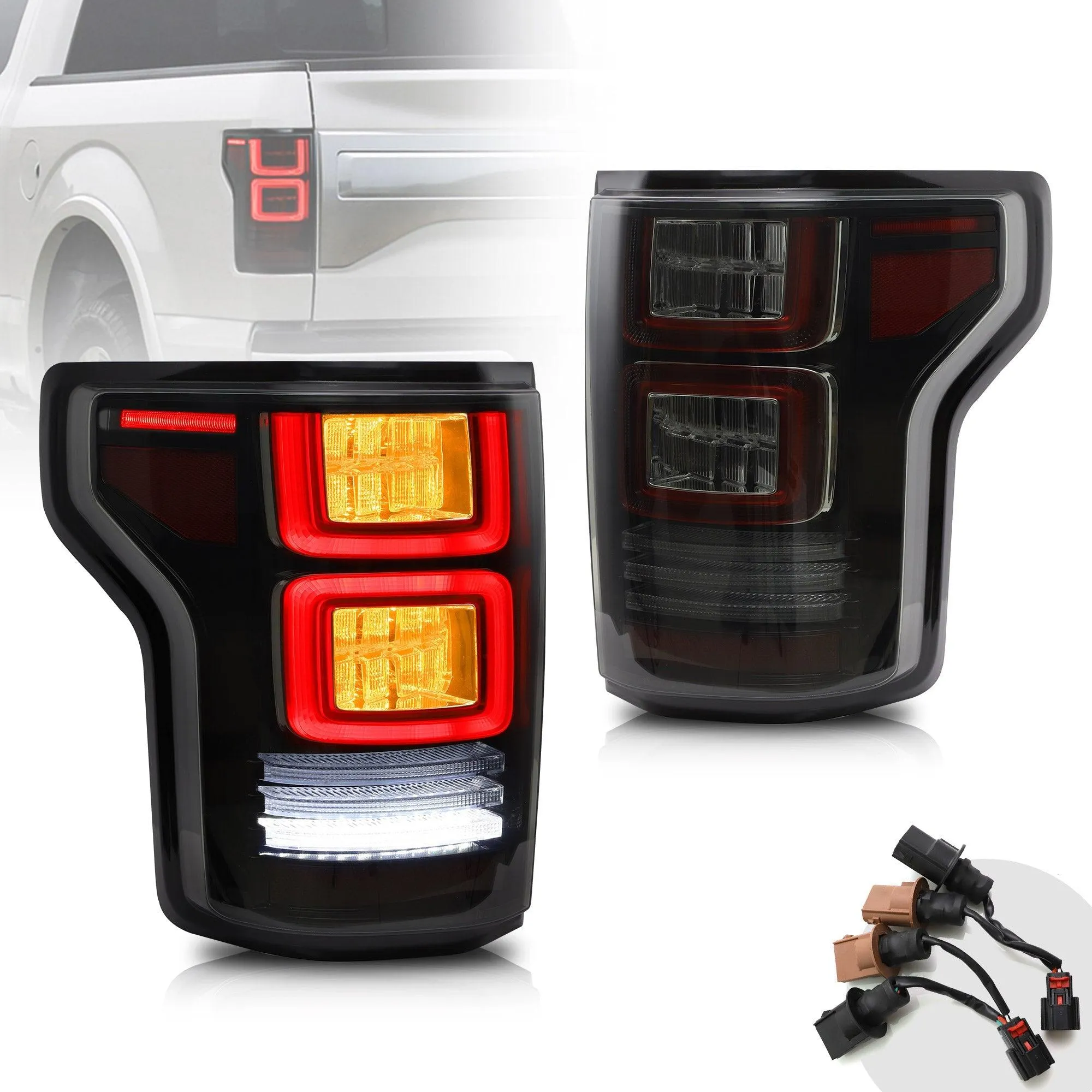 LED Tail Lights Assembly With Sequential Turn Signal For 2015-2020 Ford F150 13th Gen (P552)