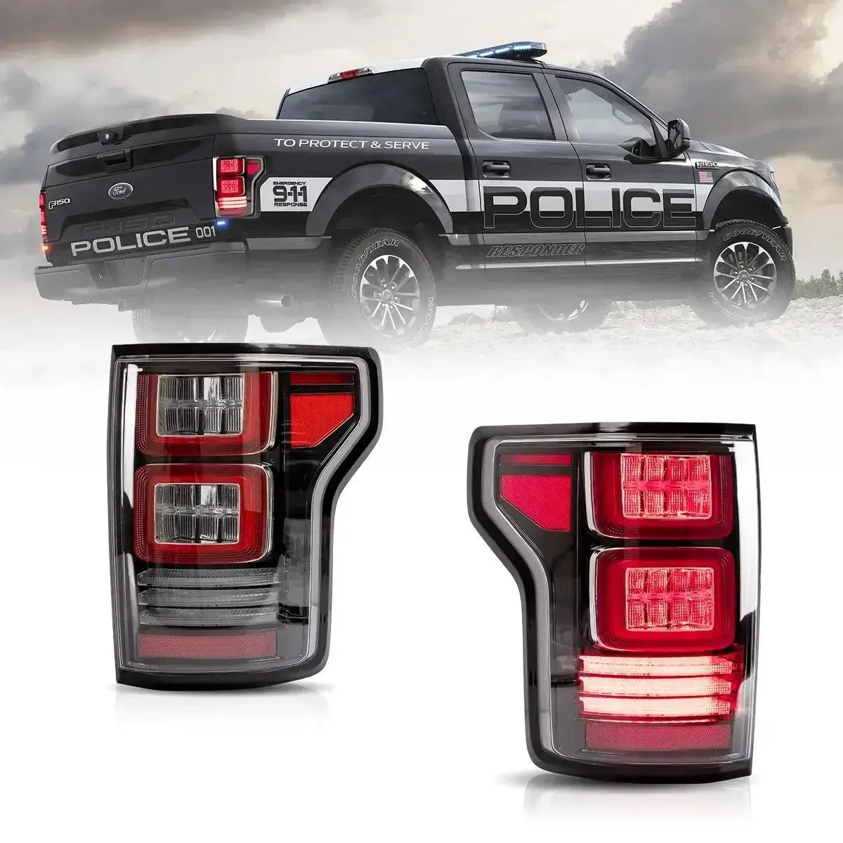 LED Tail Lights Assembly With Sequential Turn Signal For 2015-2020 Ford F150 13th Gen (P552)