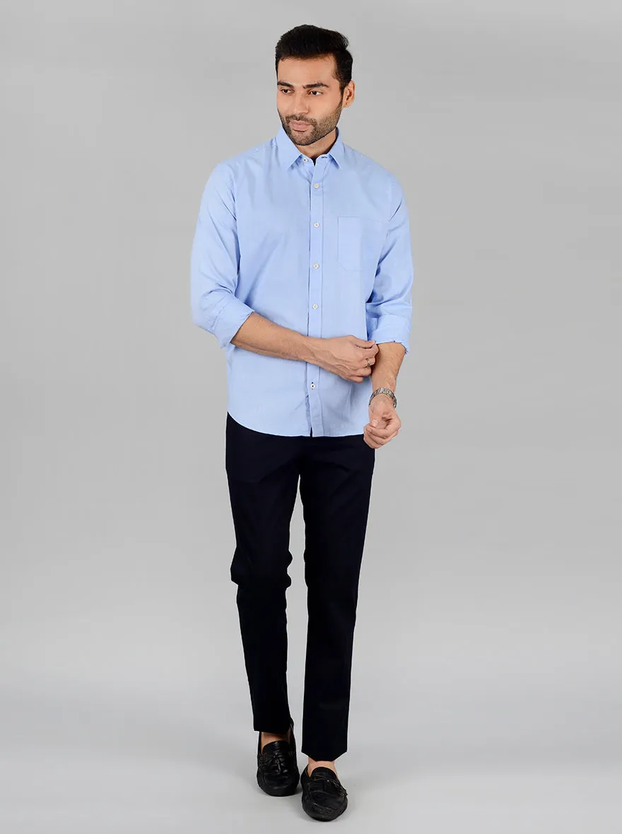 Light Blue Solid Classic Fit Casual Shirt | Greenfibre