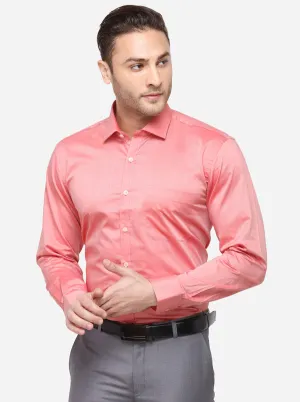 Light Orange Solid Slim Fit Formal Shirt | Metal