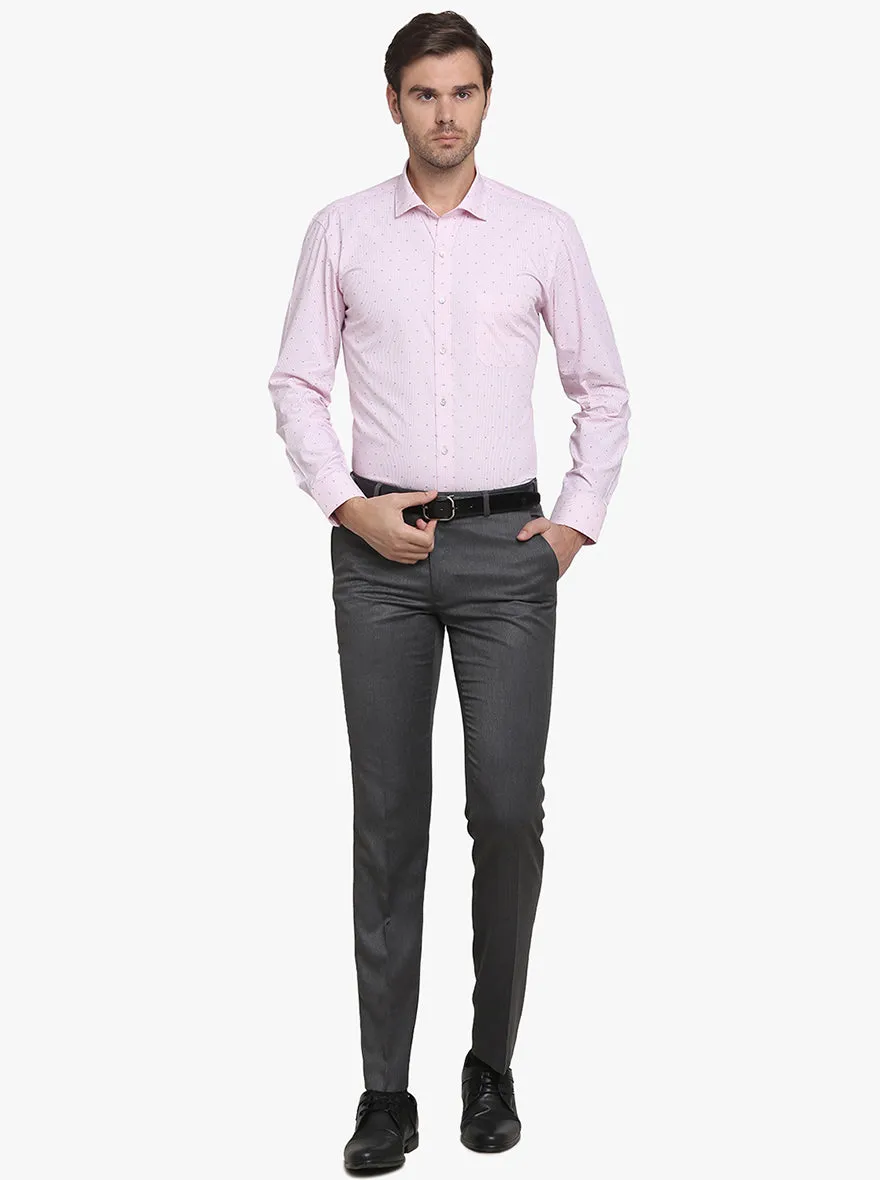 Light Pink Checked Regular Fit Formal Shirt  | Greenfibre