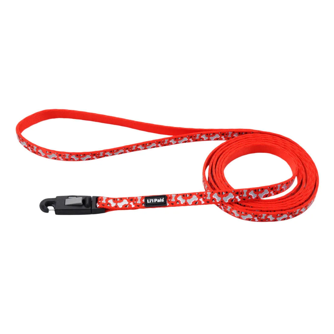 Li'l Pals Reflective Leash, Orange Bones