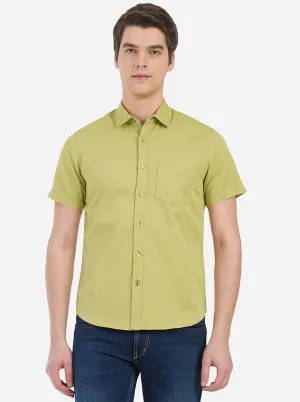 Linden Green Solid Slim Fit Semi Casual Shirt | Greenfibre