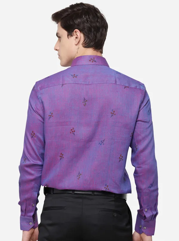 Pink & Blue Printed Regular Fit Formal Shirt | JadeBlue