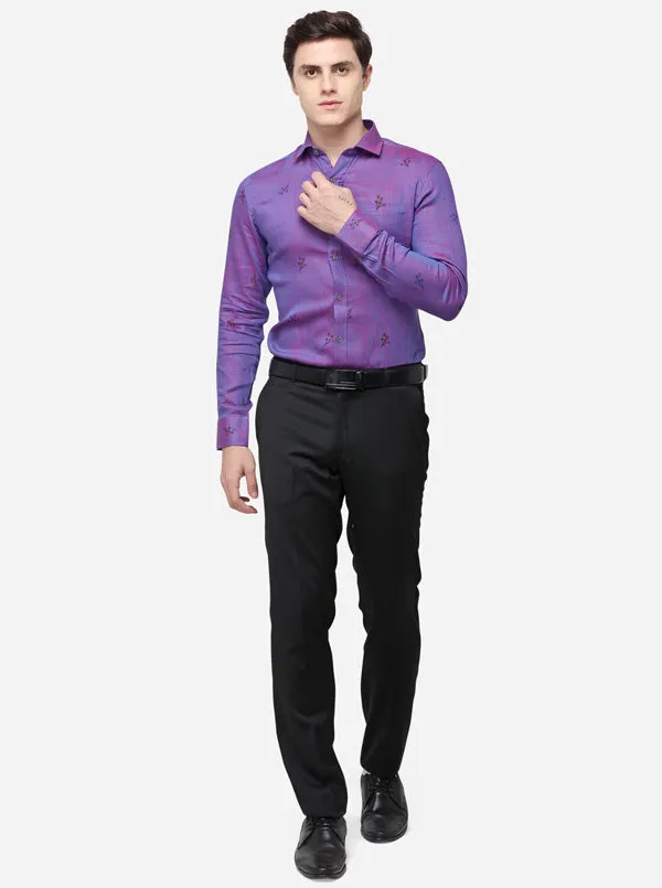 Pink & Blue Printed Regular Fit Formal Shirt | JadeBlue