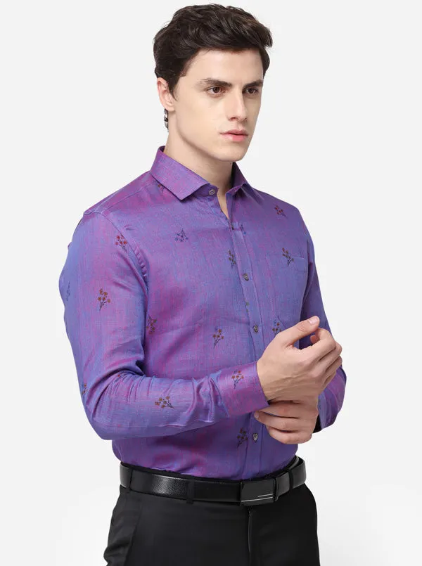 Pink & Blue Printed Regular Fit Formal Shirt | JadeBlue