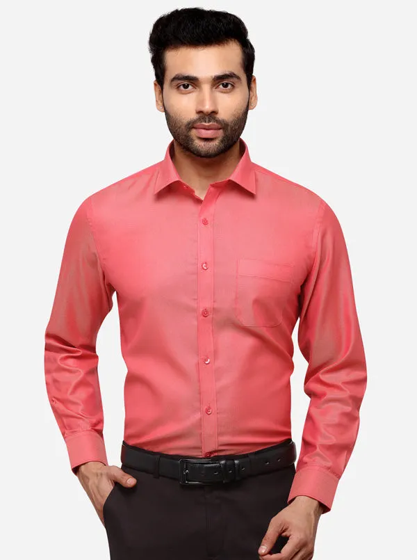 Rose Red Printed Regular Fit Formal Shirt | Greenfibre