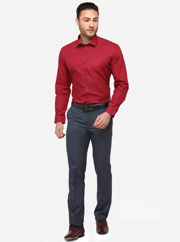 Ruby Red Dobby Slim Fit Formal Shirt | Greenfibre