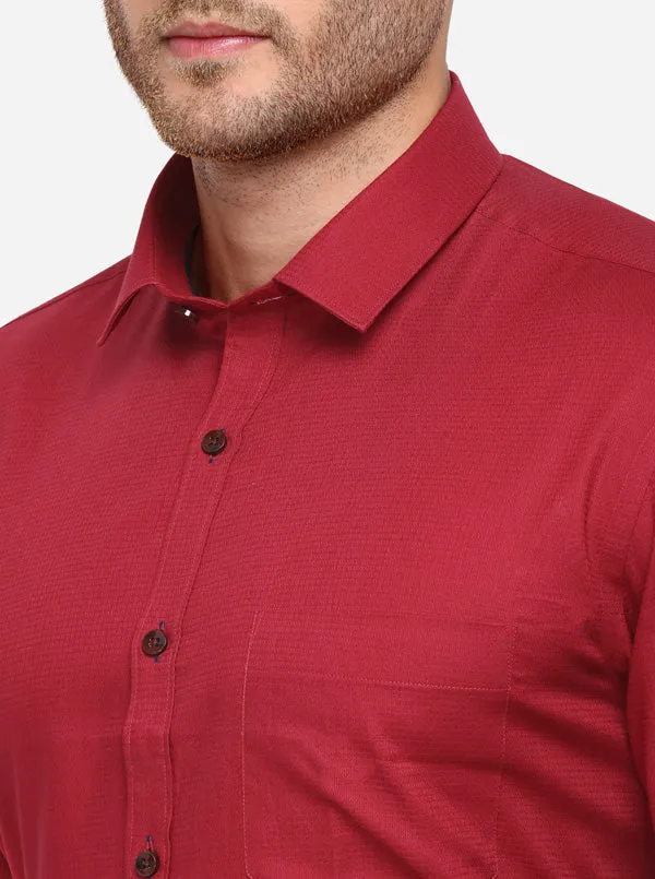 Ruby Red Dobby Slim Fit Formal Shirt | Greenfibre