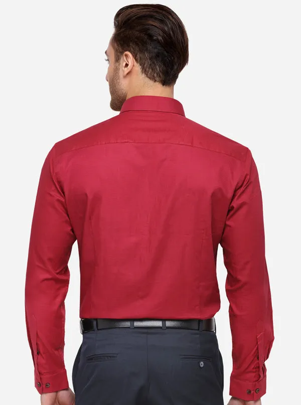 Ruby Red Dobby Slim Fit Formal Shirt | Greenfibre