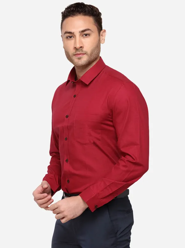 Ruby Red Dobby Slim Fit Formal Shirt | Greenfibre