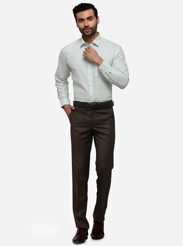 Sea Green Checked Regular Fit Formal Shirt | Greenfibre