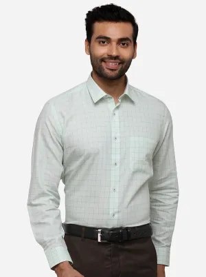 Sea Green Checked Regular Fit Formal Shirt | Greenfibre