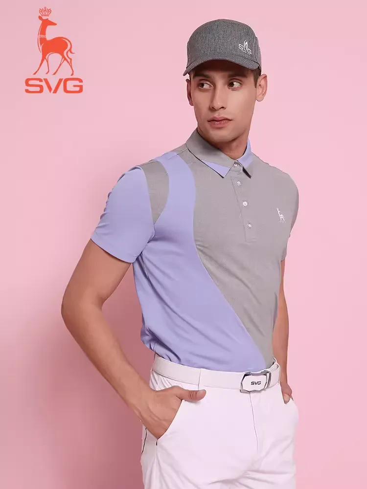 SVG Golf Men's Spring and Summer Color-Blocked Short-Sleeved T-Shirt