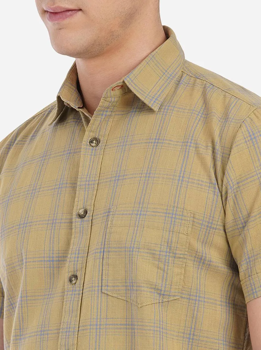 Tapenade Brown Checked Slim Fit Semi Casual Shirt | JadeBlue