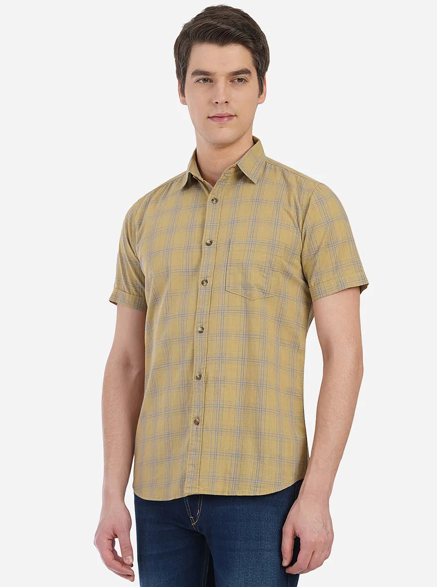 Tapenade Brown Checked Slim Fit Semi Casual Shirt | JadeBlue