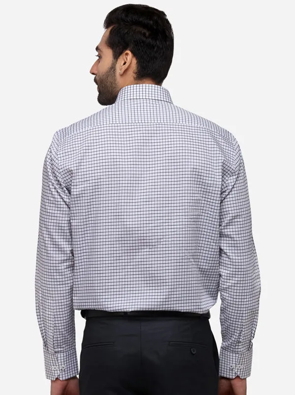 White & Black Checked Regular Fit Formal Shirt | JadeBlue