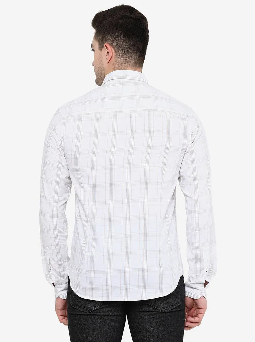 White Checked Slim Fit Semi Casual Shirt | Greenfibre