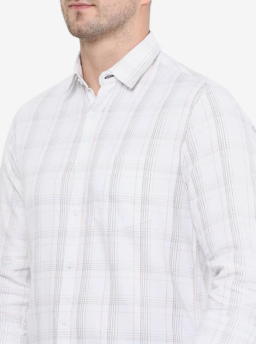 White Checked Slim Fit Semi Casual Shirt | Greenfibre