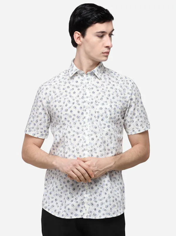 White Smart Fit Printed Casual Shirt | Greenfibre